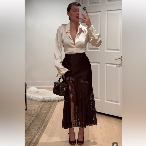 🔥LAST ONE LEFT! 🔥 ZARA NWT STUNNING Satin Effect Lace Skirt ZW Collection VIRAL - Picture 4 of 15